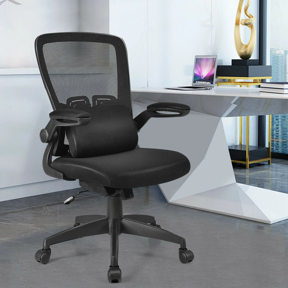 Lightweight Mesh Office Chair with Lumbar Support-Black