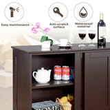 Freestanding Storage Cabinet with Sliding Door for Kitchen-Brown