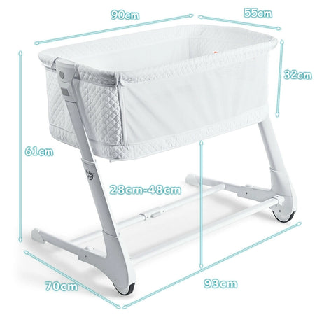 Baby Height Adjustable Bassinet w/ Washable Mattress-White