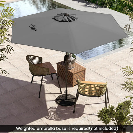 Parasol 230 cm garden umbrella with crank, can be folded 35 on both sides, patio umbrella with 6 ribs, grey