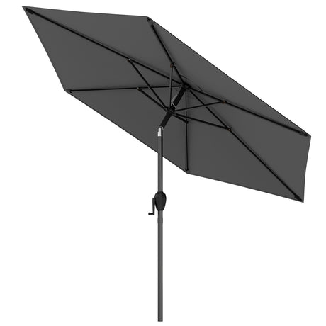 Parasol 230 cm garden umbrella with crank, can be folded 35 on both sides, patio umbrella with 6 ribs, grey