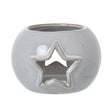 White Ceramic Star Cut-Out Round Tealight Holder