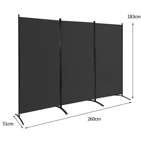 3-Panel Room Divider Folding Privacy Partition Screen for Office Room-Black