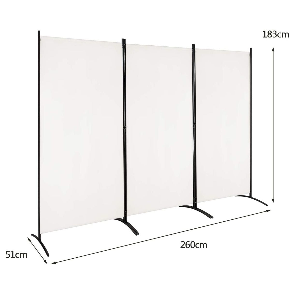 3-Panel Room Divider Folding Privacy Partition Screen for Office Room-White