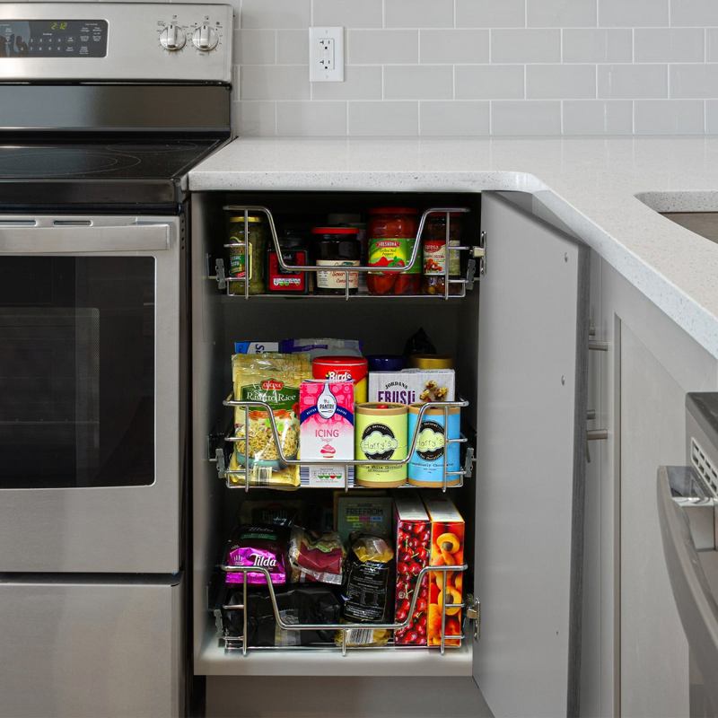 4 x KuKoo Kitchen Pull Out Storage Baskets  500mm Wide Cabinet