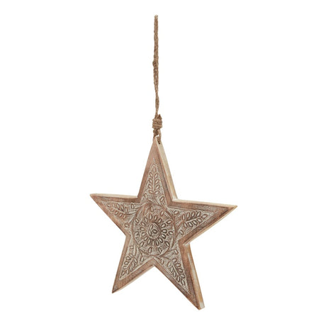 Natural Wooden Large Patterned Hanging Star