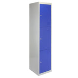 3 x Metal Storage Lockers - Three Doors, Blue - Flatpack