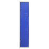 3 x Metal Storage Lockers - Three Doors, Blue - Flatpack