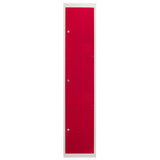 3 x Metal Storage Lockers - Three Doors, Red - Flatpack