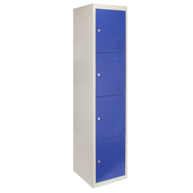 Metal Storage Lockers - Four Doors, Flatpacked, Blue