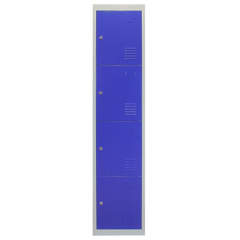 3 x Metal Storage Lockers - Four Doors, Blue - Flatpack