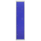 3 x Metal Storage Lockers - Four Doors, Blue - Flatpack