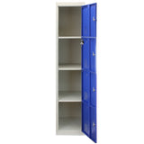 Metal Storage Lockers - Four Doors, Flatpacked, Blue