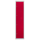 3 x Metal Storage Lockers - Four Doors, Red - Flatpack