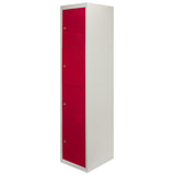 3 x Metal Storage Lockers - Four Doors, Red - Flatpack