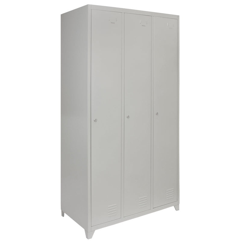 Metal Storage Lockers - Three Doors, Grey