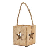 Natural Wooden Small Star Tealight Candle Holder