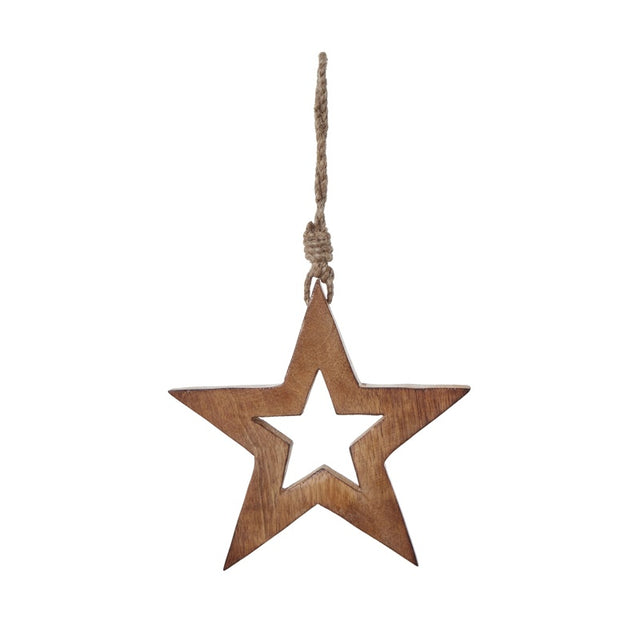 White Wash Collection Wooden Hanging Star Decoration