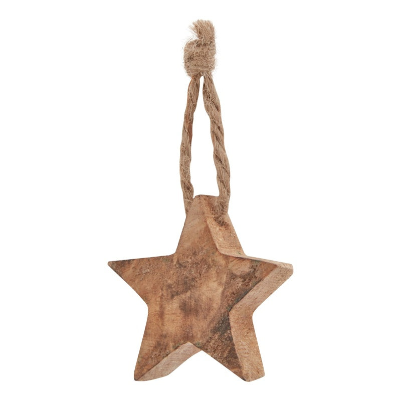 Pack Of 90 Wooden Star Hanging Decorations