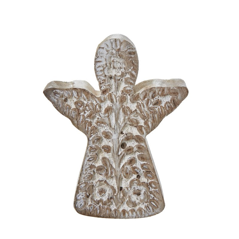 White Wash Collection Patterned Angel Decoration