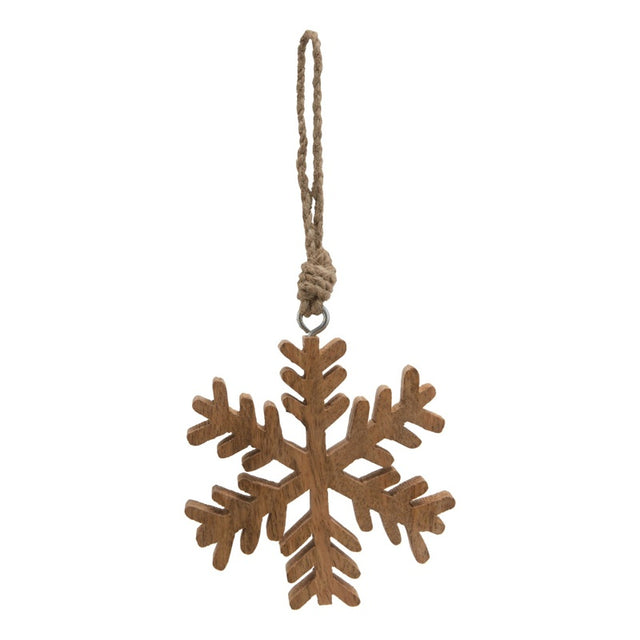 Natural Wooden Hanging Snowflake Decoration