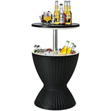 Outdoor Ice Cooler with Height Adjustable Tabletop for Party-Black