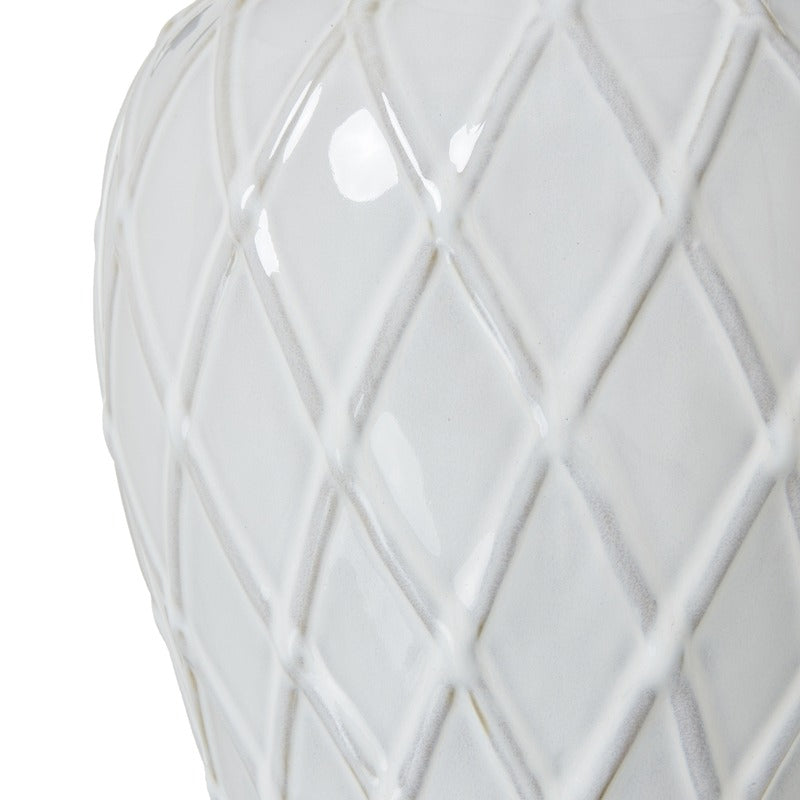 White Ceramic Ginger Jar Lamp With Linen Shade