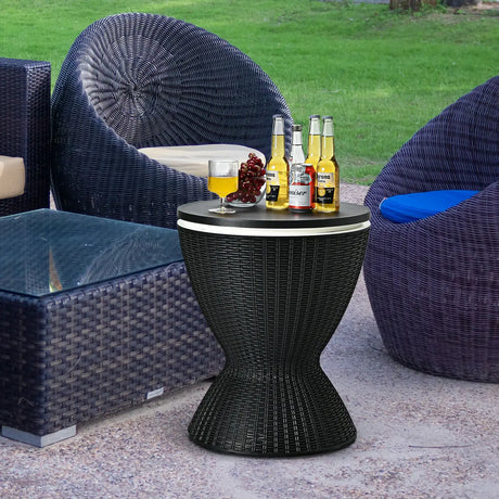Outdoor Ice Cooler with Height Adjustable Tabletop for Party-Black