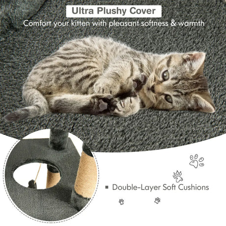 Multi-Level Cat Scratch Post Tree-Grey