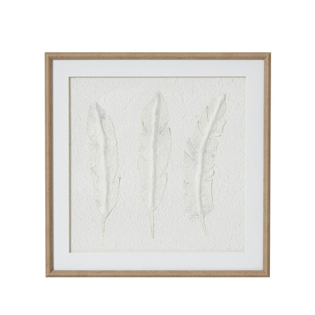 Solli White Feathers Art Mounted In Beaded Frame