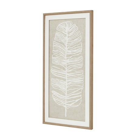 Large Plume White Feather Art Mounted In Beaded Frame