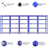 5 x T-Rax 90cm Blue Racking & Bay Connectors