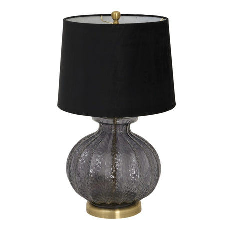 Luxton Glass Fluted Lamp With Black Velvet Shade