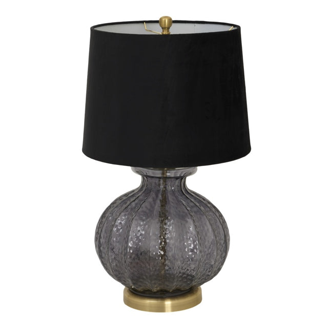 Luxton Glass Fluted Lamp With Black Velvet Shade