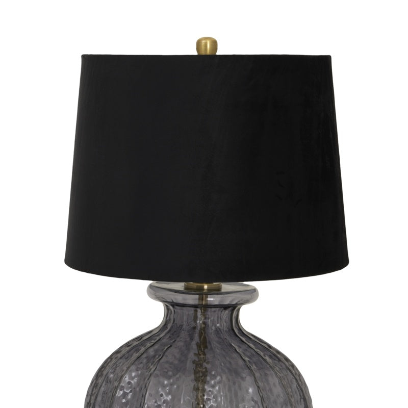 Luxton Glass Fluted Lamp With Black Velvet Shade