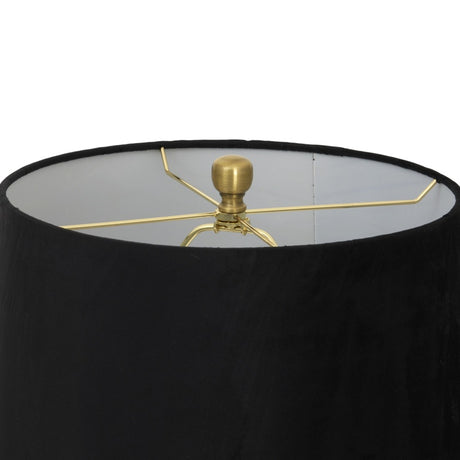 Luxton Glass Fluted Lamp With Black Velvet Shade