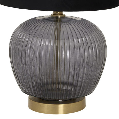 Luxton Glass Ribbed Lamp With Black Velvet Shade