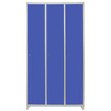 Metal Storage Lockers - Three Doors Wide, Blue