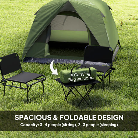Outsunny 3-4 Person Camping Tent, Easy Set Up Waterproof Dome Tent with Sewn-in Groundsheet, Mesh Windows, Pocket and Hook for Camping, Hiking, Backpacking, Olive Green and Grey