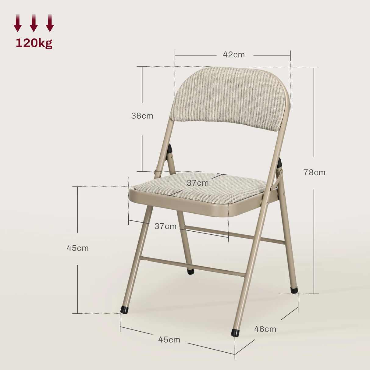 HOMCOM Linen-Look Set of Four Cushioned Folding Chairs - Beige