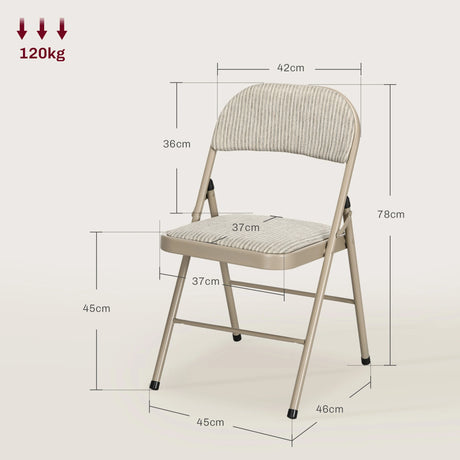 HOMCOM Linen-Look Set of Four Cushioned Folding Chairs - Beige