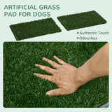 PawHut Artificial Grass Dog Toilet with Tray for Potty Training Indoor Outdoor, 2 Packs, 67 x 41cm