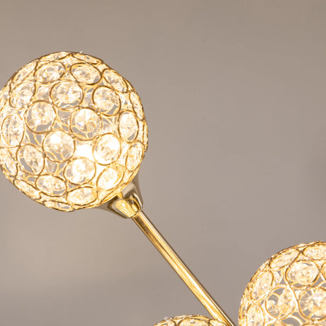 HOMCOM Crystal Floor Lamps for Living Room Bedroom with 5 Light, Modern Upright Standing Lamp, 34x25x156cm, Gold Tone