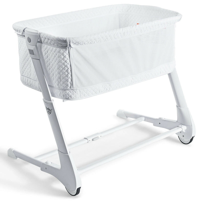 Baby Height Adjustable Bassinet w/ Washable Mattress-White