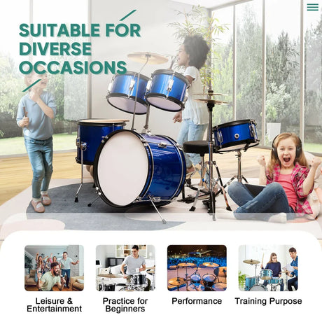 5-Piece Junior Drum Set For Kids -Blue