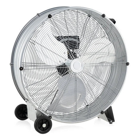 24 Inch High-Velocity Industrial Floor Fan with Wheels and Handle-Silver