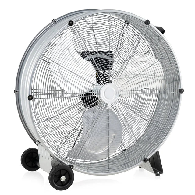 24 Inch High-Velocity Industrial Floor Fan with Wheels and Handle-Silver