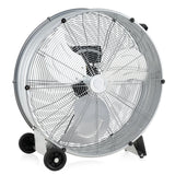 24 Inch High-Velocity Industrial Floor Fan with Wheels and Handle-Silver