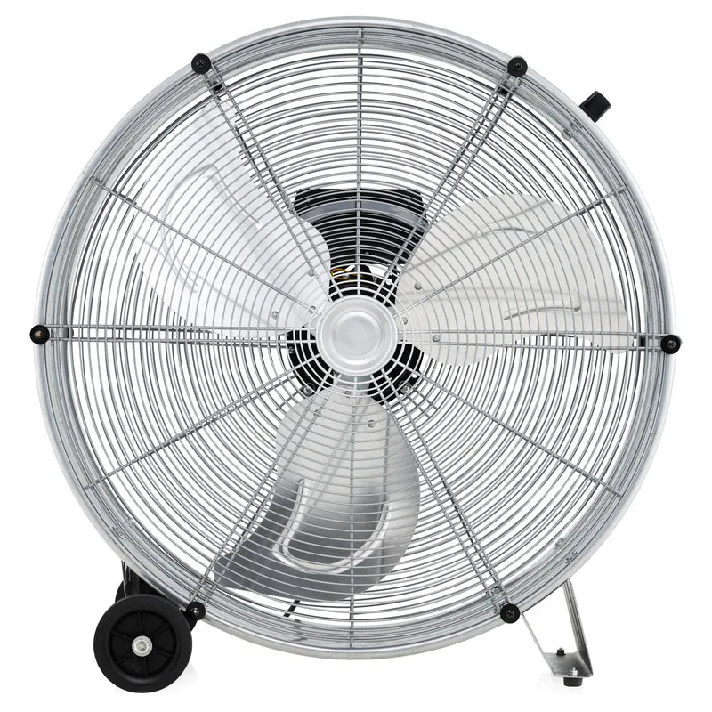24 Inch High-Velocity Industrial Floor Fan with Wheels and Handle-Silver