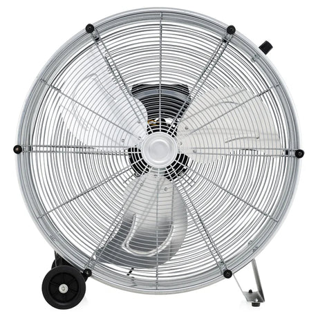 24 Inch High-Velocity Industrial Floor Fan with Wheels and Handle-Silver